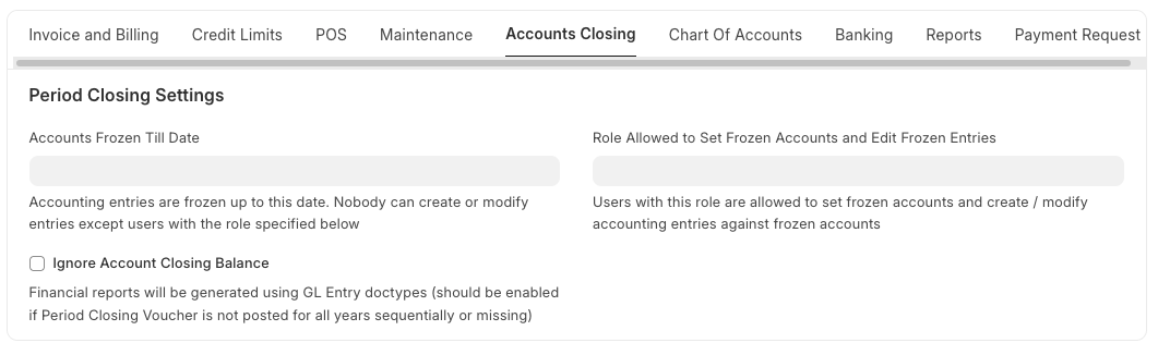 Pengaturan Penutupan Akun Detail
