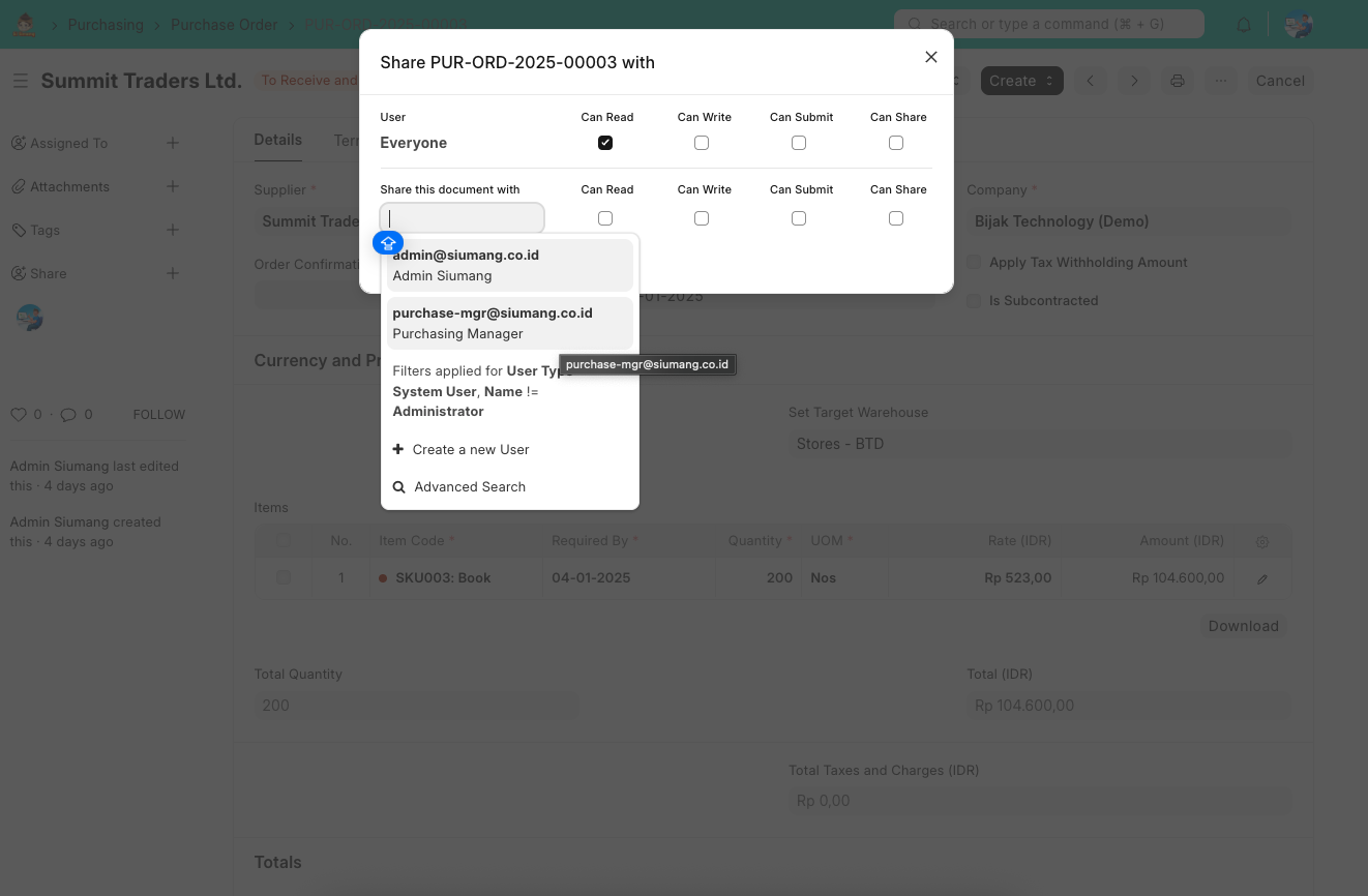 Aturan Berbagi Dokumen
