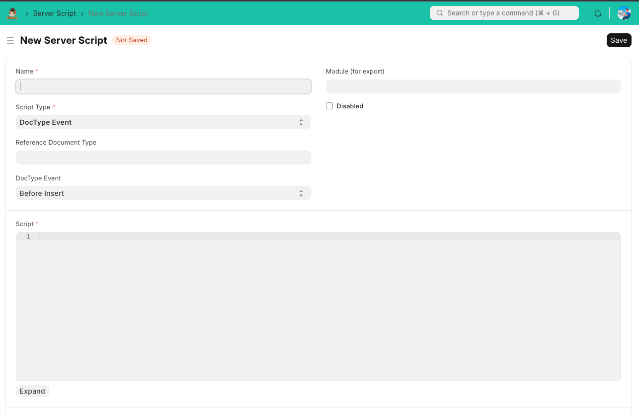 Buat Server Script Baru