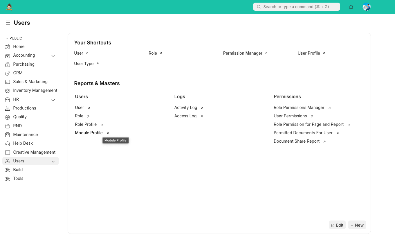 Overview Modul Users